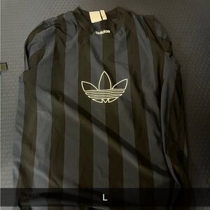 Adidas Black and Gray Striped Shirt